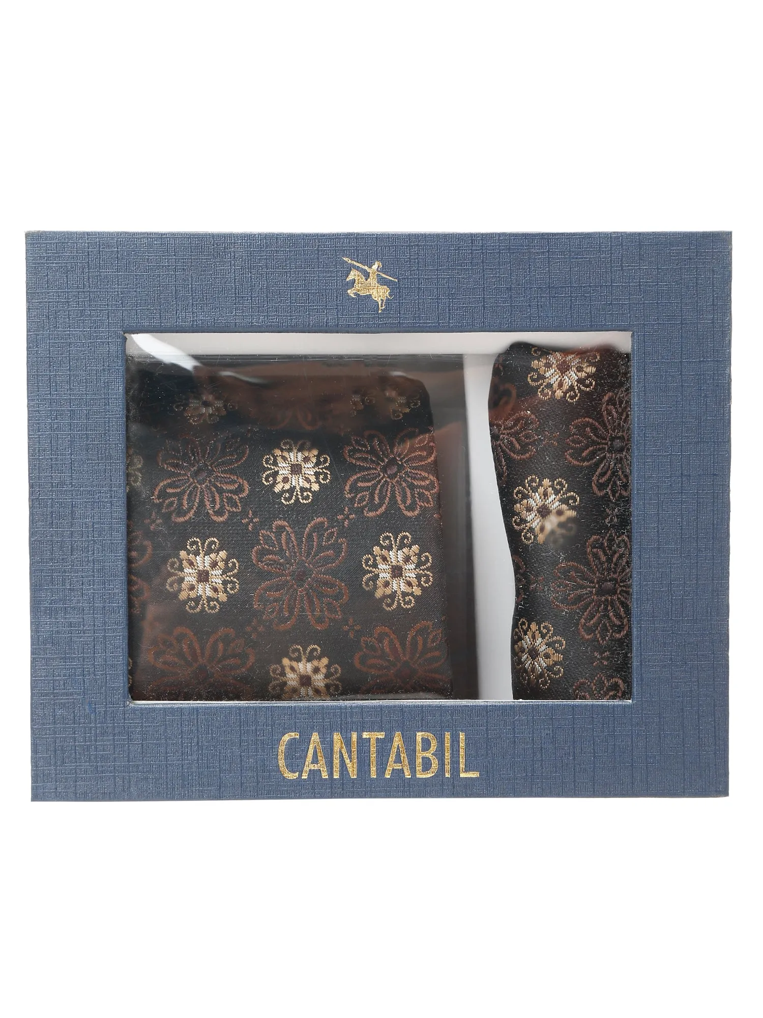 Men's Brown Fashion Floral Pattern Tie Set